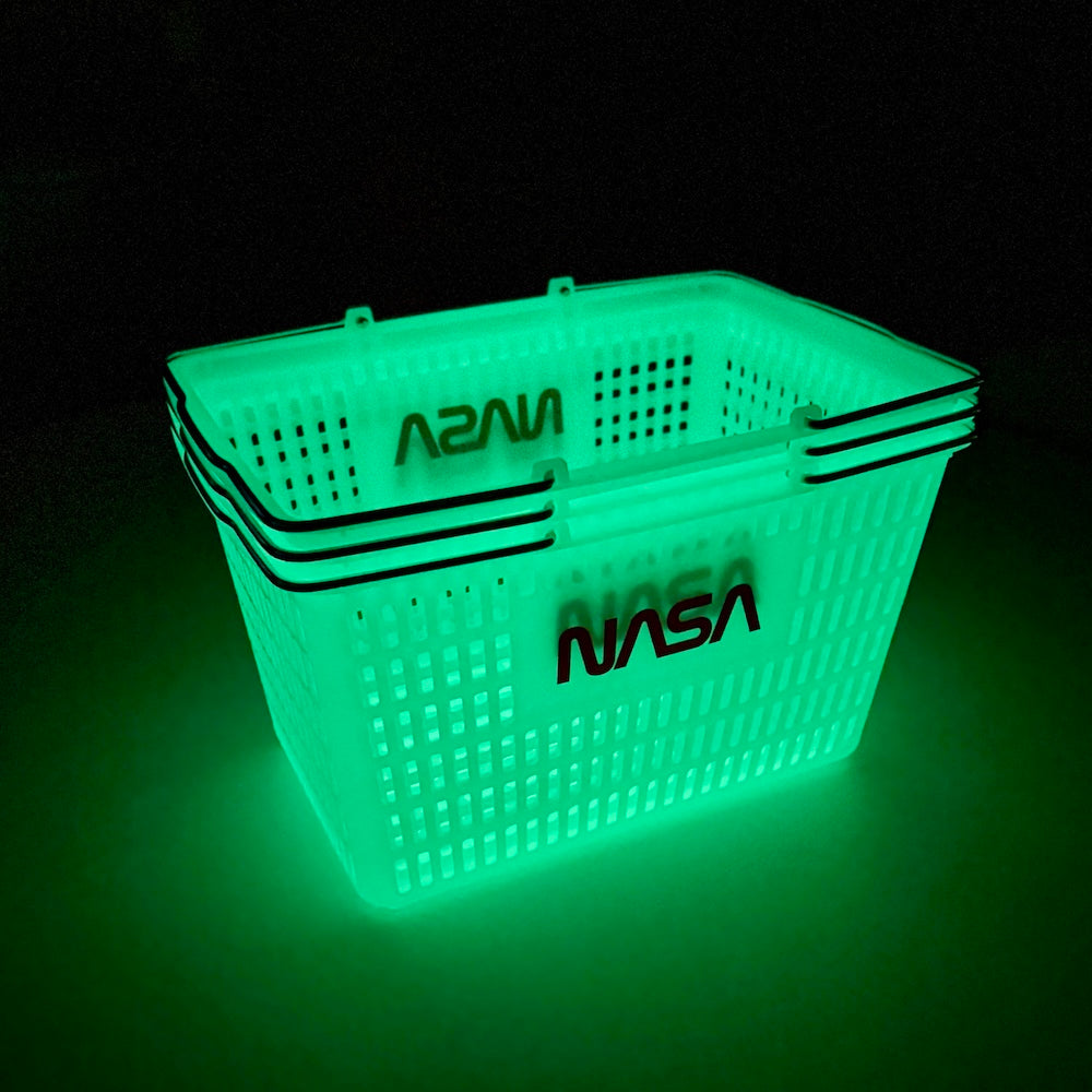 【2個セット】「蓄光」　NASA ショッピングバスケット 買い物かご NASA 蓄光 ショッピング バスケット 買い物かご バスケット かご 収納