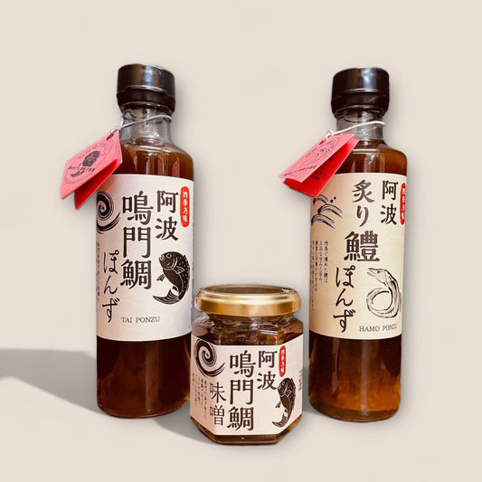 阿波 鳴門鯛ぽんず・炙り鱧ぽんず・鳴門鯛味噌