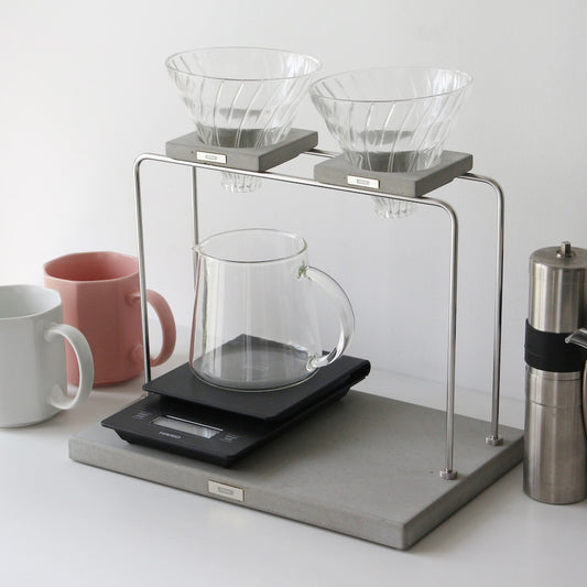 モルタルのドリッパースタンド（ダブル）