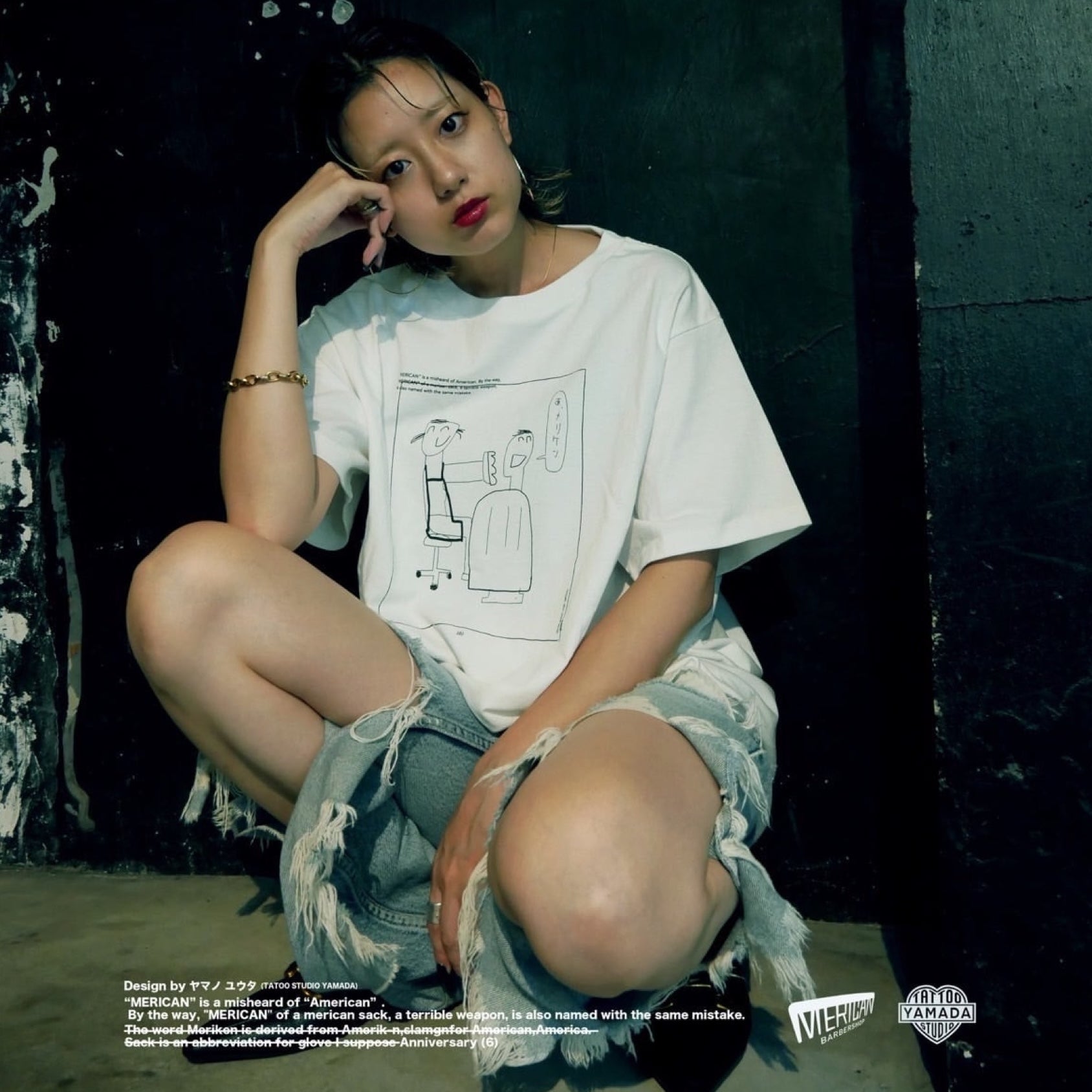 WGC tattoo studio yamada ボカシ字　tシャツ tattoo studio yamada ボカシ字 tシャツ マルボロ 山田蓮 - メルカリ